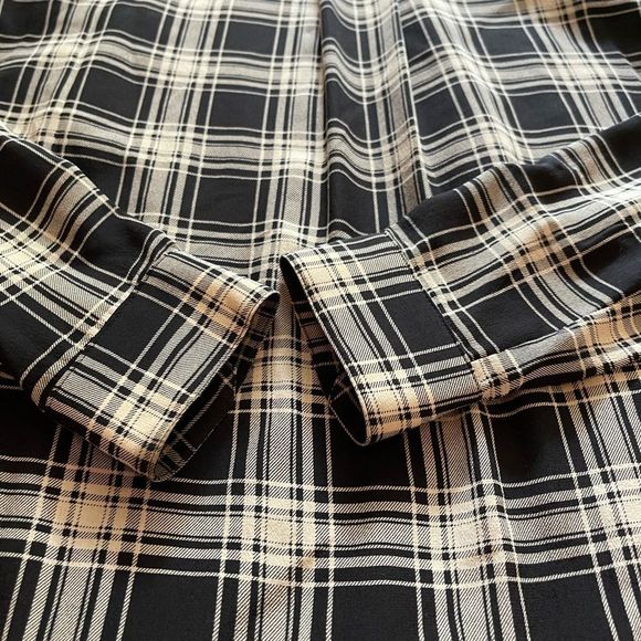 The Kooples Plaid Silk Button Down Blouse - Picture 9 of 9